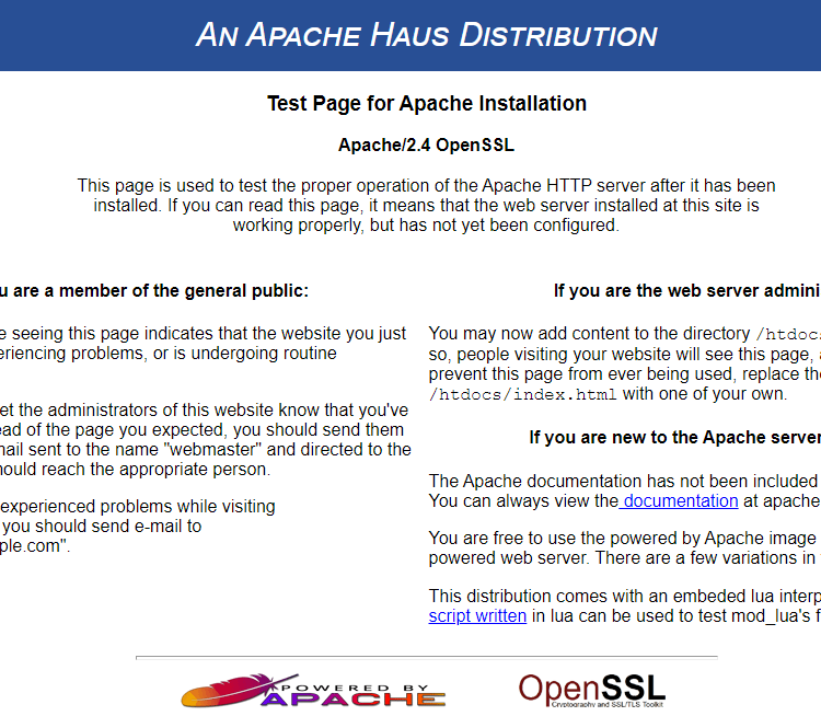 Apache 服务器 安装成功说明